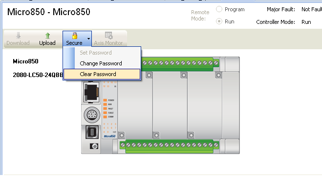 Apêndice C Guias rápidos 1. Na barra de ferramentas Device Details, clique no botão Secure. Selecione Clear Password. 2. Aparece a caixa de diálogo Clear Password. Insira a senha. 3.