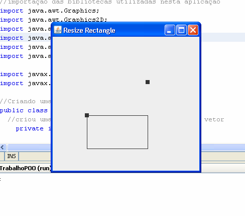 1.5 Conclusão Esta classe desenha e redimensiona um retângulo de acordo com os pontos iniciais definidos na variável SIZE.