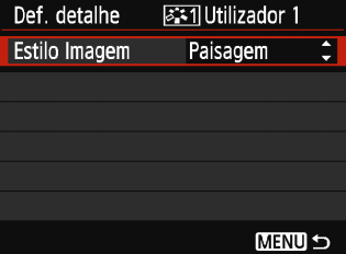 A Gravar as Características de Imagem PreferidasN Pode selecionar um Estilo Imagem base como, por exemplo, [Retrato] ou [Paisagem], ajustar os respetivos parâmetros conforme pretendido e gravá-lo em