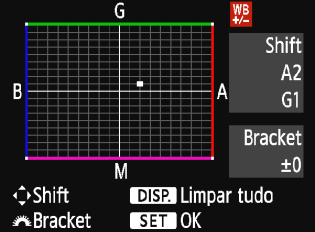 u Ajustar a Tonalidade de Cor para a Fonte de IluminaçãoN Pode corrigir o balanço de brancos definido.