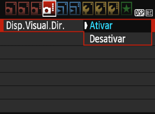 A Fotografar Enquanto Visualiza o LCD Ativar o Disparo no Modo Visualização Direta Defina [Disp.Visual.Dir.] para [Ativar].