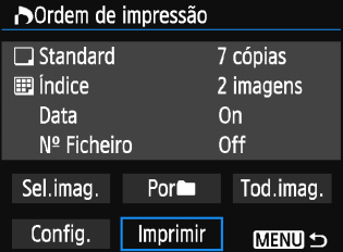 W Impressão Direta de Imagens com Ordem de Impressão Com uma impressora PictBridge, pode facilmente imprimir imagens com DPOF. 1 Prepare-se para imprimir. Consulte a página 240.