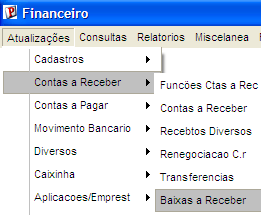 Dentro do ambiente contas a receber o sistema possibilita ao usuário: pesquisar, incluir, visualizar, alterar, substituir ou excluir o título. 8.4.