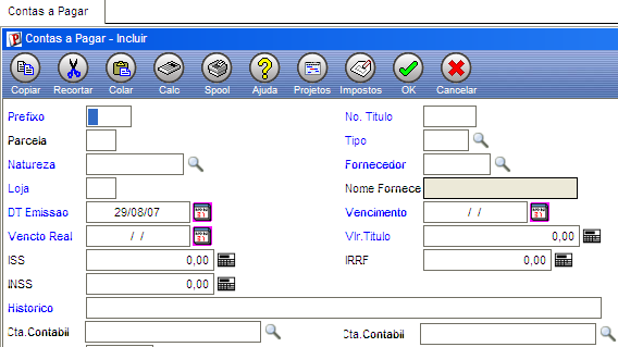 Campo que permite ao usuário identificar os títulos que pertençam a um mesmo grupo. Ex.: DOC, FAT, SD1, etc. Preenchido automaticamente ao ser informado o código do fornecedor.