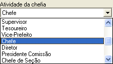 11 (Figura 17 Seleção de Atividade de Chefia) o) A seguir pode-se pesquisar e selecionar uma descrição para esse chefia; (Figura 18 Campo para localização do Funcionário) p) Se preferir já pode