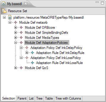 4.1 Sistema de Tipos 58 Figura 4.1: Meta-modelo da plataforma Meta-ORB em Ecore. adaptação, e o módulo SimpleBindingDefs contém a definição de alguns tipos de bindings. Figura 4.2: Ferramenta de edição de modelos.