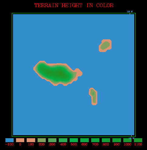 Figura 3 Domínio sobre a Madeira, com 3 km de resolução espacial. 3.2.