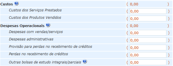 Custos e Despesas Operacionais Custos dos serviços prestados dos produtos vendidos e Despesas Operacionais A entidade deverá promover a segregação dos gastos entre custos das suas atividades