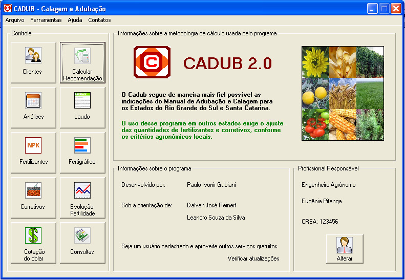 08. Exemplo de Cálculo de Recomendação de Adubação e Calagem a) Clicar no comando Calcular recomendação no painel lateral de comandos. Isso abrirá uma nova janela.