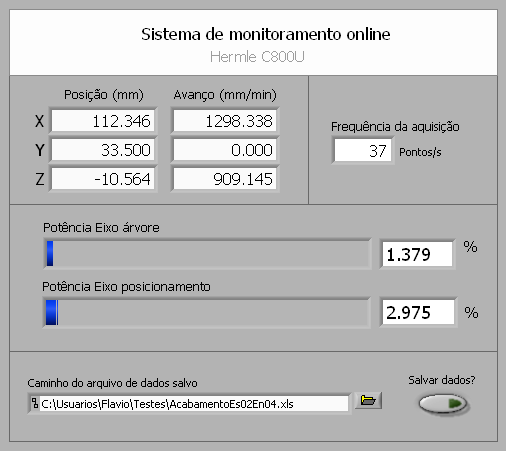 66 dados e contabiliza o tempo total de usinagem, através do avanço resultante alcançado para cada bloco de processamento.