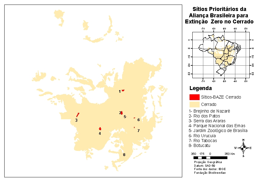 Figura 9. Sítios Prioritários da Aliança Brasileira para Extinção Zero no Cerrado.