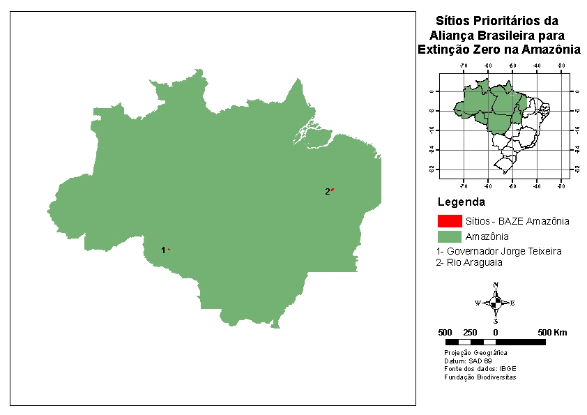 Figura 11. Sítios Prioritários da Aliança Brasileira para Extinção Zero na Amazônia.