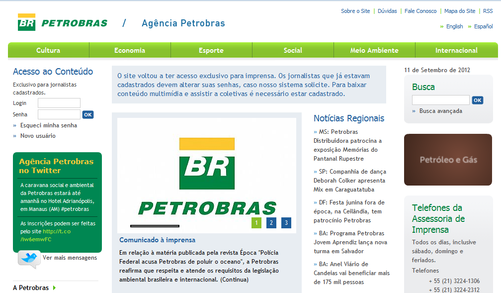 48 Figura 2 - Home-page da Agência Petrobras de notícias, considerada como uma sala de imprensa virtual. Fonte: www.petrobras.com.br, 2012 2.
