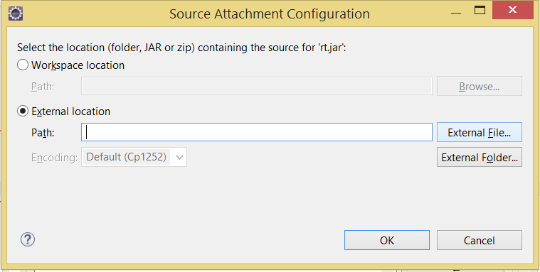 Figura [44]: Preferências da IDE Figura [45]: Edição da JMV Ativa Figura [46]: Edição do Arquivo rt.jar Figura [47]: Seleção do Arquivo src.zip Por fim, salvar o projeto.