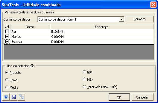 Comando Combinação Cria uma variável de combinação a partir de uma ou mais variáveis originais Caixa de diálogo Utilidade de combinação O comando Combinação permite a criação de uma variável de