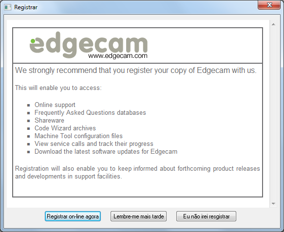 INICIANDO O EDGECAM Abertura: Para abrir o Edgecam em uma instalação padrão pode-se clicar duas vezes no ícone do Edgecam localizado na Área de Trabalho (Desktop).