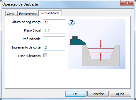 Na Tab Ferramentas vamos selecionar a ferramenta 12.0 mm Multi- Flute End Mill, e colocar a posição 2 para ela, conforme figura abaixo.