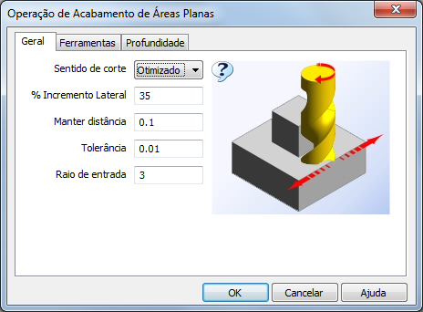 Áreas Planas: Depois de executar o acabamento de parede, vamos acabar as áreas planas (Fundo), utilizando a Operação Áreas Planas.