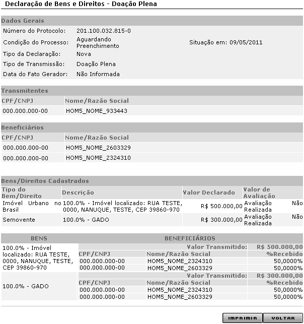 6.6 Aba Envio Sistema Integrado de Administração da Receita Permite ao contribuinte enviar a declaração de para análise pela SEF.