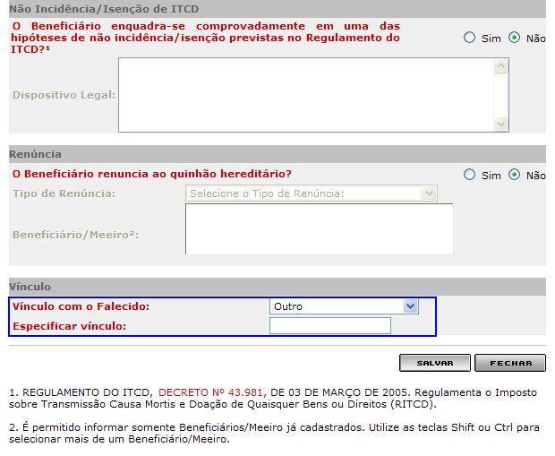 necessárias sobre o Beneficiário/Meeiro cadastrado clique em.