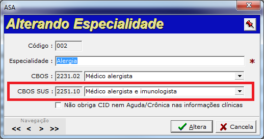 Figura 4 - Seleção da especialidade desejada e clique no