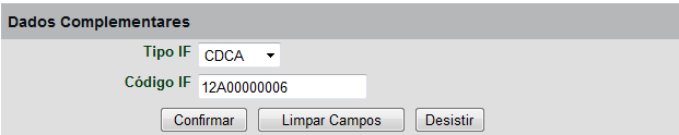 Dados Complementares CDCA Registro (Menu Instrumento Financeiro) Visão Geral O Registrador deve preencher os campos com os dados do instrumento financeiro (CDCA) que se deseja incluir e clicar no