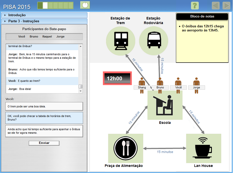 Parte 3: Exemplo de tela 11 CC101321 Crédito completo: Ok. Você pode checar a tabela de horários do trem, Bruno? C2. Estabelecer planos.