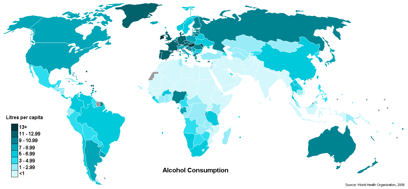 Consumo Alcoólico no Mundo WHO 2008 3,2% da