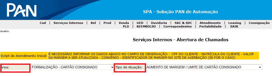 Aumento de limite cartão A digitação do saque