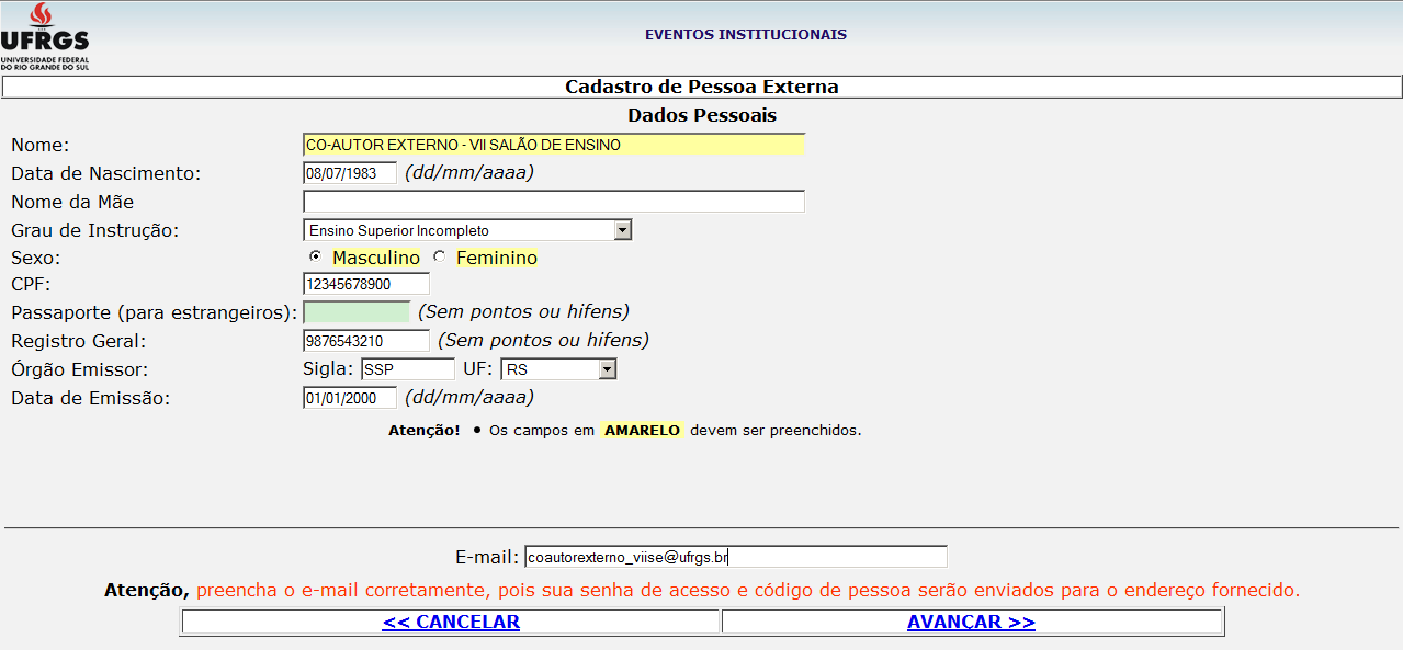 1.3 Acesso ao sistema para a comunidade externa 1.