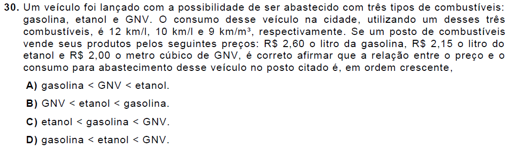 Gasolina Etanol GNV 1Km/l 10Km/l 9Km/m 3 R$,60 R$,15 R$,00