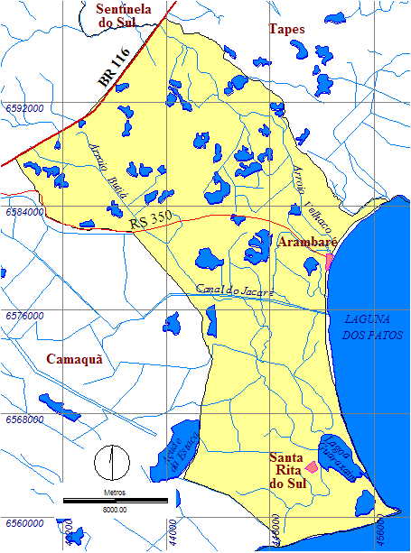 projetos de assentamento de Arambaré localizam-se na porção norte do município, sobre as sub-bacias hidrográficas dos arroios Butiá e Velhaco.