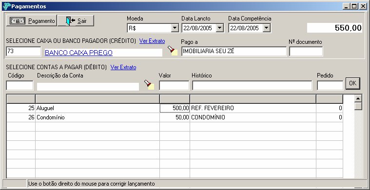 C Estoque Central 9,00 AN01 100,00 Venda Este caso merece uma atenção maior. O lançamento é feito em 3 partes.