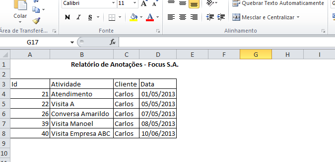 38 Figura 26: Arquivo de exportação aberto no Microsoft Word Figura 27: Arquivo de exportação aberto no Microsoft Excel 3.