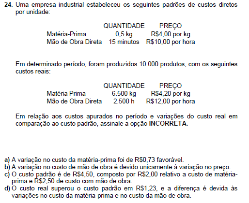 21 2012_1 EXERCÍCIOS DE FIXAÇÃO 1- A indústria Madureira Ltda. fabrica giz para quadros negros. Embora fabrique várias cores, a matériaprima para todas é a mesma.