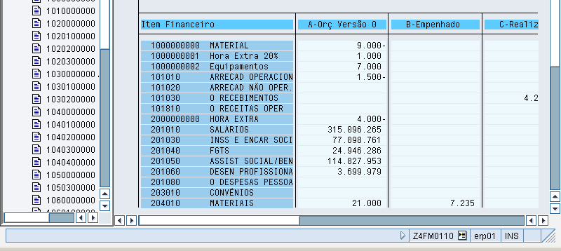 Real X Orç Operacional Econômico 1 A tela exibirá os dados a serem emitidos.