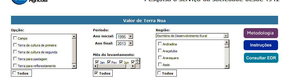 IEA Imóveis sem benfeitorias Preenchimento das tabelas.