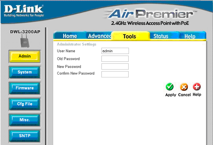 6 Anexo 6.1.2 Altere o nome de registro e a senha Clique na área Tools na seleção à esquerda em Admin. Se necessário, adapte os dados de acesso e confirme os ajustes.