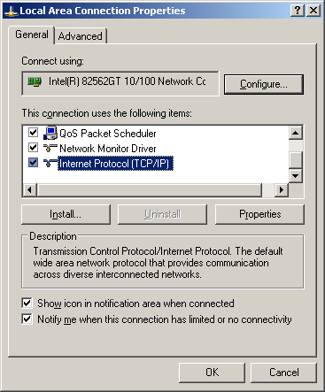 Prrooj jeecct toorr DLP Maannuuaal l ddee Utilizzaaddoorr 3. Clique com o botão direito do rato em Local Area Connection (Ligação de Á rea Local) e seleccione Properties (Propriedades). 4.