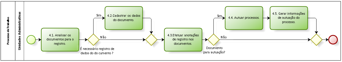 e) Diagrama do Processo de Trabalho: Registrar a documentação.