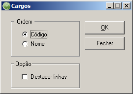 Código, para emitir o relatório com os centros de custos ordenados pelos seus códigos; Descrição, para emitir o relatório com os centros de custos ordenados pelas suas descrições. 3.