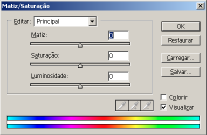 Matiz e 12 Saturação O comando Matiz/Saturação (^U) permite alterar as cores de uma imagem ou apenas de uma área selecionada.