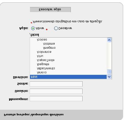 b. Proteção de Diretório: Permite efetuar a alteração das permissões nos diretórios criados dentro de sua hospedagem. Plataforma Linux: 1 3 2 /anexo /attachments /capas Teste /imagens 4 5 1.