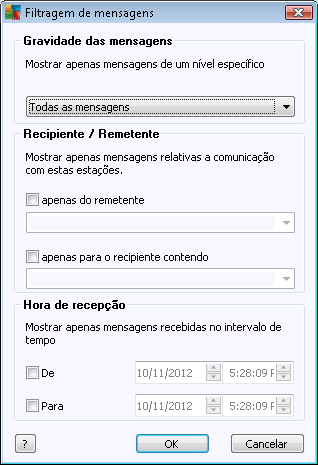 Podem ser encontradas mais informações sobre as mensagens de estado no capítulo Tratamento de pedidos e mensagens de estado.