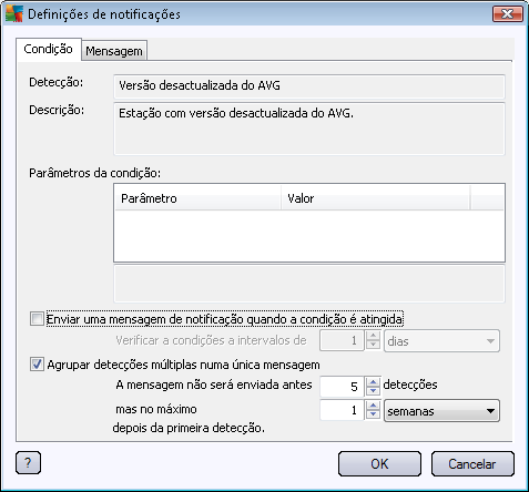 6.7. Notificações O item Notificações permite-lhe selecionar ações de notificação predefinidas.