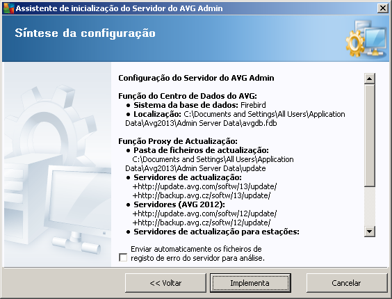 implementado será guardado nas Definições Partilhadas para Postos. Novo grupo... o URL do Servidor de Administração AVG atualmente implementado será guardado num novo grupo.