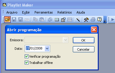 Gerando a programação Para abrir a programação utilize o menu Arquivo >> Abrir programação ou o clique no botão Abrir localizado na Barra de ferramentas.