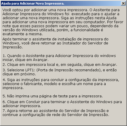 Atenção: siga corretamente os passos descritos na tela.