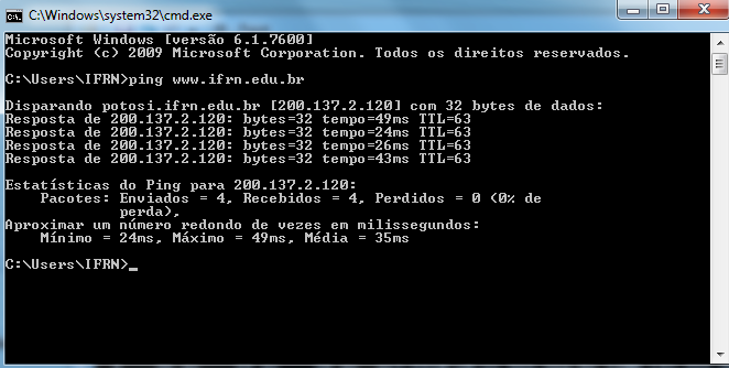 ping A ferramenta ping verifica a conectividade de nível IP com outro computador TCP/IP através do envio de mensagens de solicitação de eco de protocolo ICMP.