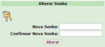 1: Tela Alterar Senha Após fornecer a nova senha, basta clicar botão, o sistema armazenará a nova senha e exibirá uma mensagem de confirmação Alteração realizada com sucesso.